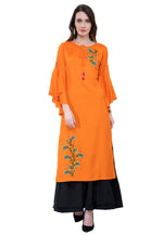 Load image into Gallery viewer, Orange Rayon Kurta Set With Palazzo
