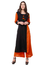 Load image into Gallery viewer, Orange Rayon Kurta Set With Palazzo
