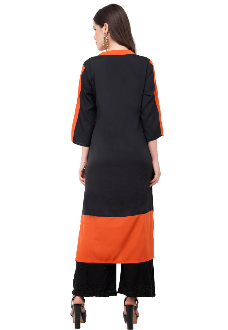 Orange Rayon Kurta Set With Palazzo