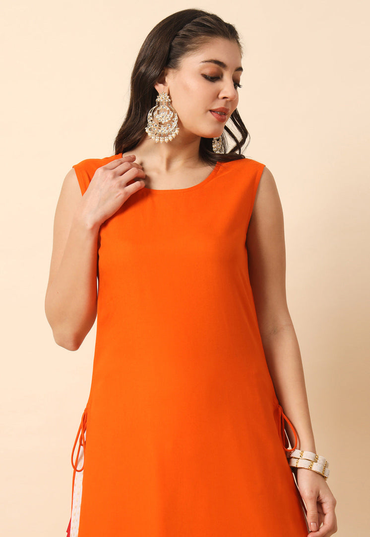 Orange Rayon Long Kurti
