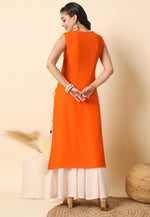Load image into Gallery viewer, Orange Rayon Long Kurti
