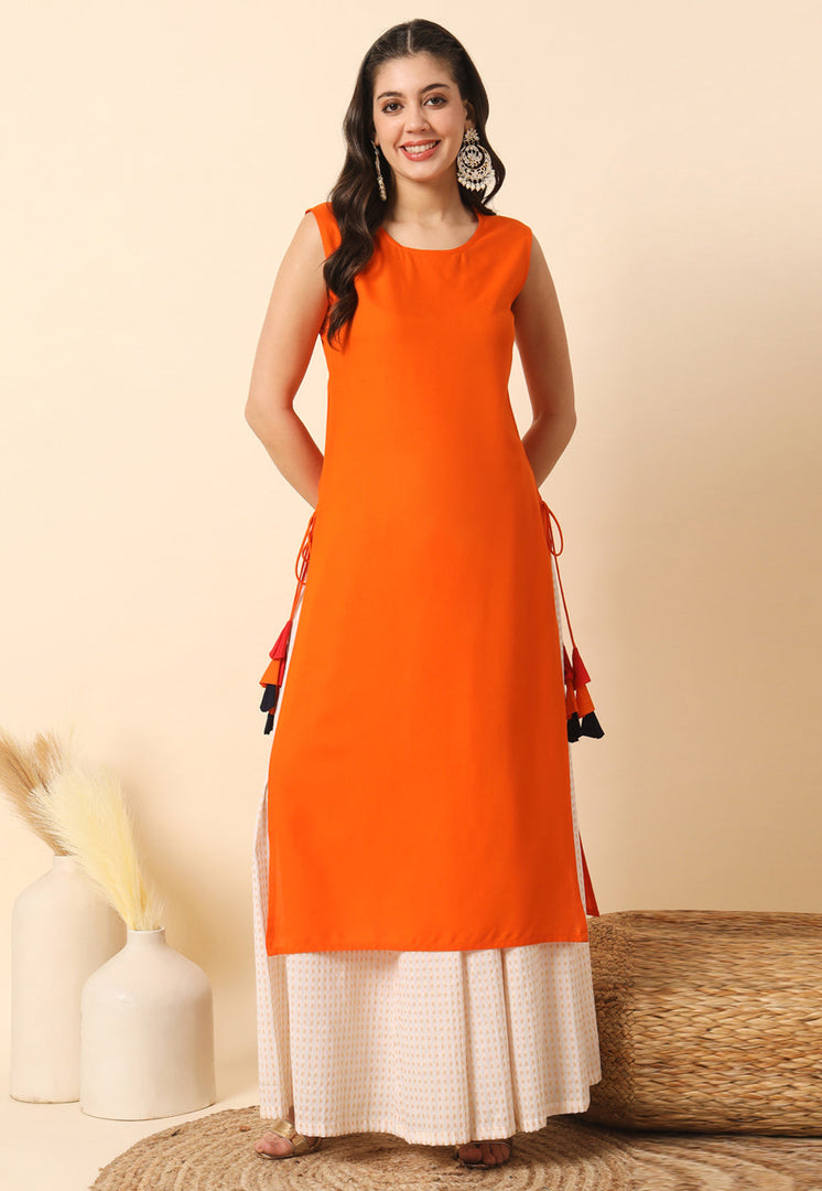 Orange Rayon Long Kurti