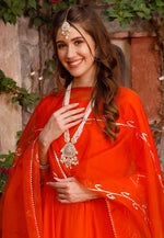 Load image into Gallery viewer, Orange Rayon Readymade Anarkali Suit
