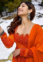 Load image into Gallery viewer, Orange Rayon Readymade Anarkali Suit
