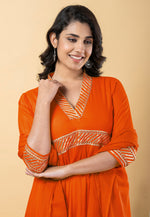 Load image into Gallery viewer, Orange Rayon Readymade Long Anarkali Suit

