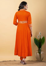 Load image into Gallery viewer, Orange Rayon Readymade Long Anarkali Suit
