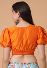 Load image into Gallery viewer, Orange Satin Silk Readymade Blouse
