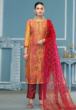 Load image into Gallery viewer, Orange Shimmer Pakistani Suit
