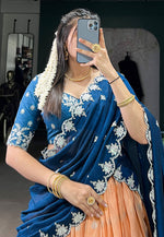 Load image into Gallery viewer, Orange Silk Circular Lehenga Choli
