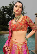 Load image into Gallery viewer, Orange Silk Lehenga Choli For Wedding
