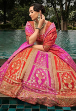 Load image into Gallery viewer, Orange Silk Lehenga Choli For Wedding
