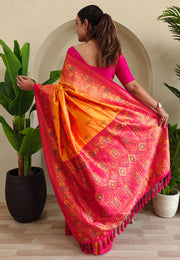 Orange Silk Paithani Saree
