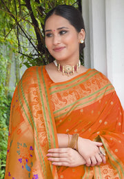Orange Silk Paithani Saree
