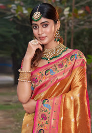 Orange Silk Paithani Saree