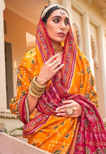 Load image into Gallery viewer, Orange Silk Patola Saree
