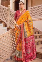 Load image into Gallery viewer, Orange Silk Patola Saree

