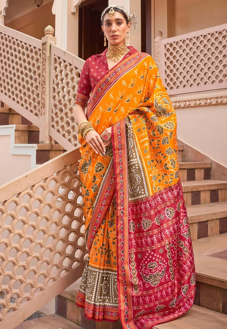 Orange Silk Patola Saree