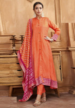 Load image into Gallery viewer, Orange Silk Readymade Anarkali Suit
