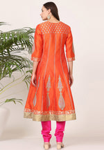Load image into Gallery viewer, Orange Silk Readymade Churidar Suit
