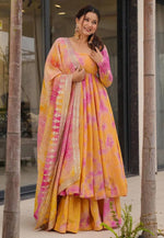 Load image into Gallery viewer, Orange Silk Readymade Palazzo Suit
