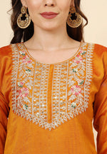 Load image into Gallery viewer, Orange Silk Readymade Pant Style Suit

