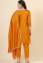Load image into Gallery viewer, Orange Silk Readymade Pant Style Suit
