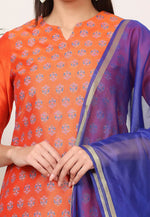 Load image into Gallery viewer, Orange Silk Readymade Pant Style Suit

