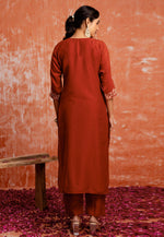 Load image into Gallery viewer, Orange Silk Readymade Pant Style Suit

