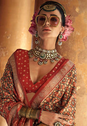 Orange Silk Saree With Blouse