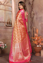 Load image into Gallery viewer, Orange Tissue Silk Saree With Blouse
