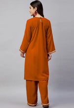 Load image into Gallery viewer, Orange Velvet Kurta Set With Palazzo
