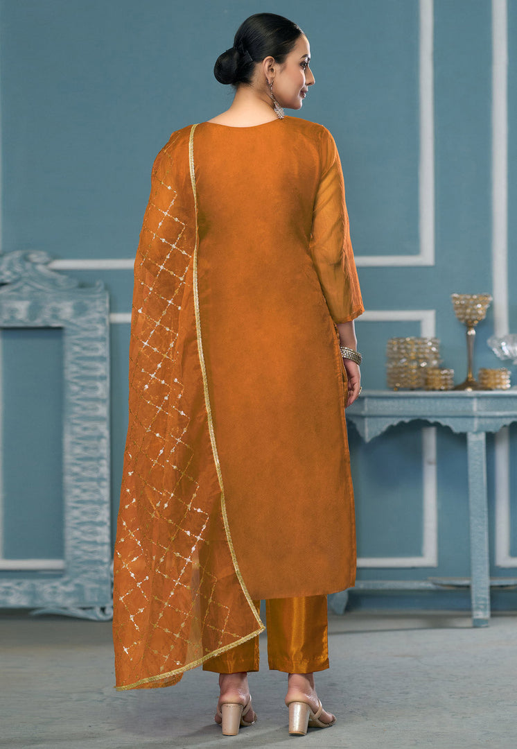 Orange Viscose Pakistani Suit