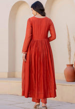 Load image into Gallery viewer, Orange Viscose Readymade Anarkali Suit
