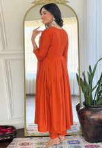 Load image into Gallery viewer, Orange Viscose Readymade Anarkali Suit
