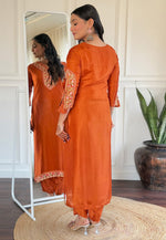 Load image into Gallery viewer, Orange Viscose Readymade Pakistani Suit
