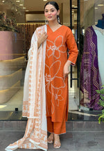 Load image into Gallery viewer, Orange Viscose Readymade Pant Style Suit
