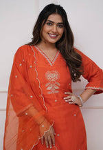 Load image into Gallery viewer, Orange Viscose Readymade Pant Style Suit
