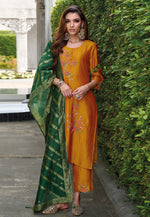 Load image into Gallery viewer, Orange Viscose Readymade Pant Style Suit

