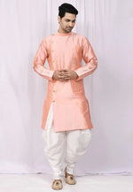 Load image into Gallery viewer, Peach Art Silk Indo Western Suit
