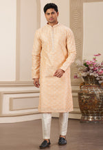 Load image into Gallery viewer, Peach Art Silk Kurta Pajama
