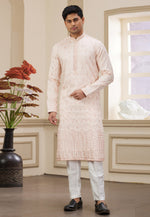 Load image into Gallery viewer, Peach Art Silk Kurta Pajama
