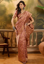 Load image into Gallery viewer, Peach Banarasi Jacquard Saree