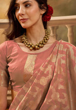 Load image into Gallery viewer, Peach Banarasi Jacquard Saree With Blouse