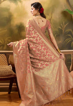 Load image into Gallery viewer, Peach Banarasi Jacquard Saree With Blouse