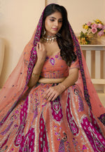 Load image into Gallery viewer, Peach Banarasi Silk Lehenga Choli For Wedding
