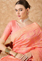 Peach Banarasi Silk Saree