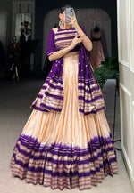 Load image into Gallery viewer, Peach Chanderi Circular Lehenga Choli
