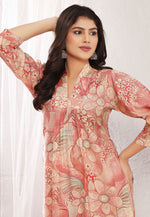 Load image into Gallery viewer, Peach Chanderi Kurta Set With Pant
