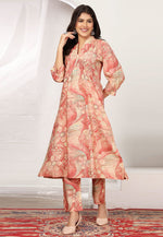 Load image into Gallery viewer, Peach Chanderi Kurta Set With Pant
