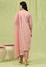 Load image into Gallery viewer, Peach Chanderi Readymade Pant Style Suit

